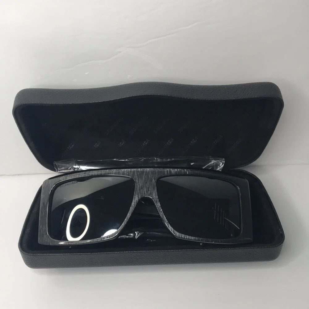 New Authentic Balenciaga Black BB0002S Shield Sunglasses